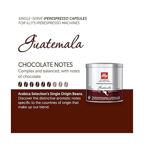 일리 illy Coffee iperEspresso Capsules - Single-Serve Coffee Capsules & Pods - Single Origin Coffee Pods - Guatemala Bold Roast, Notes of Chocolate - For iperEspresso Capsule Machines - 21 Count