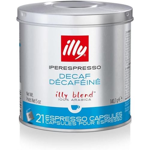 일리 illy Coffee, iperEspresso Capsule, Decaffeinated Medium Roast Espresso Pod, 100% Arabica Bean Signature Italian Blend, Premium Gourmet Roasted Decaf, 21 Count (Pack of 2)