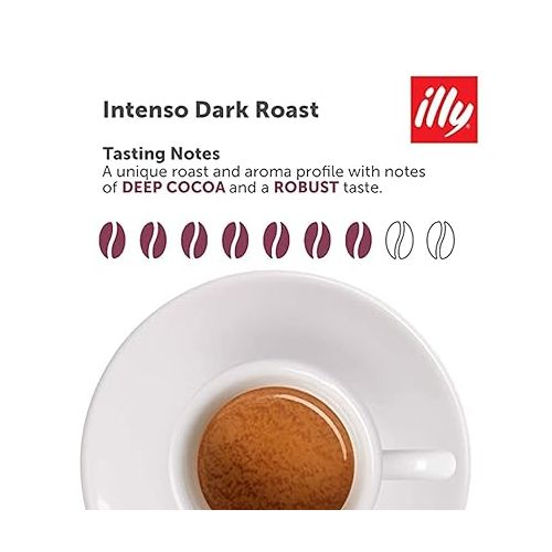 일리 illy Intenso Espresso Ground Coffee, Dark Roast, Robust and Full Flavored With Notes of Deep Cocoa, All-Natural, No Preservatives, 4.4oz (Pack of 3)