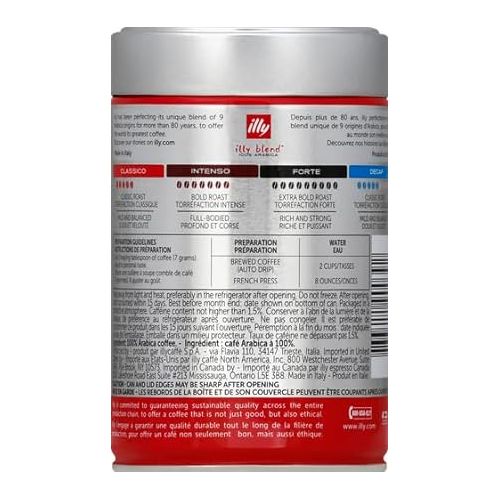 일리 illy Classico Ground Drip Coffee, Medium Roast, Classic Roast with Notes Of Chocolate & Caramel, 100% Arabica Coffee, No Preservatives, 8.8 Ounce (Pack of 2)