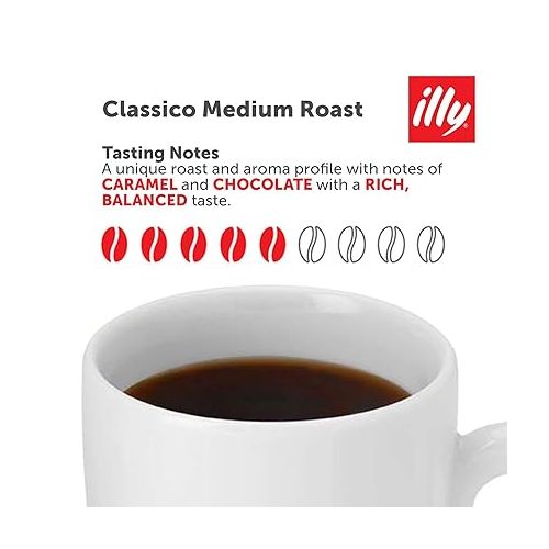 일리 illy Classico Ground Drip Coffee, Medium Roast, Classic Roast with Notes Of Chocolate & Caramel, 100% Arabica Coffee, No Preservatives, 8.8 Ounce (Pack of 2)