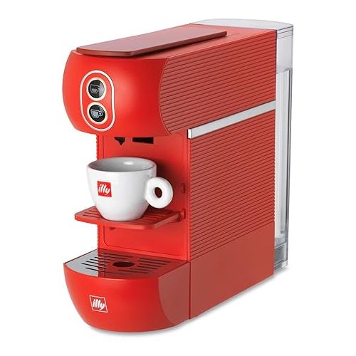 일리 Illy ESE Single Serve 100% Compostable ESE Coffee and Espresso Machine (Red), 10.2 X 12.5 X 4.33