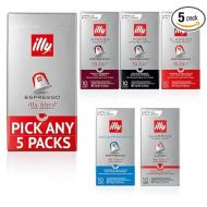 illy Espresso Pick Any 5 Nespresso Compatible Ground Coffee Pods, Choose from 5+ Flavours Inc. Decaf, Intenso, Classico, Forte, Lungo. Each Pack 10 Pods (Total 50 Pods)