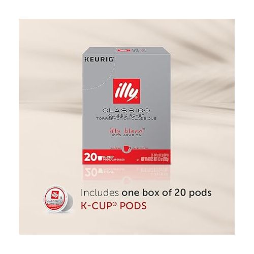 일리 Illy Coffee K Cups - Coffee Pods For Keurig Coffee Maker - Classico Roast - Caramel, Orange Blossom & Jasmine - Mild, Flavorful & Balanced Flavor Pods of Coffee - No Preservatives - 20 Count