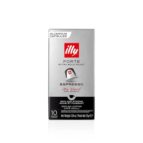 일리 Illy Espresso Single Serve Coffee Compatible Capsules, 100% Arabica Bean Signature Italian Blend, Forte Extra Dark Roast, 10 Count