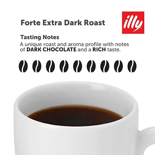 일리 Illy Espresso Single Serve Coffee Compatible Capsules, 100% Arabica Bean Signature Italian Blend, Forte Extra Dark Roast, 10 Count