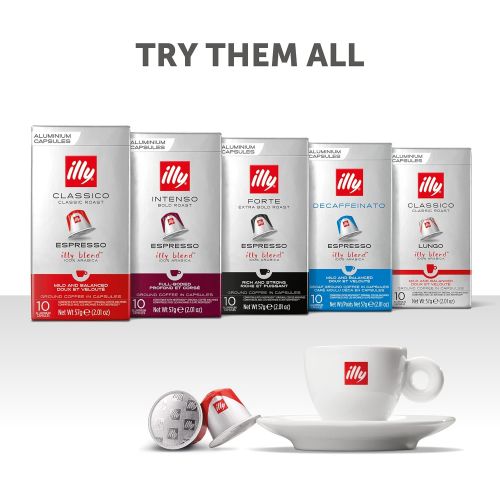 일리 Illy Espresso Single Serve Coffee Compatible Capsules, 100% Arabica Bean Signature Italian Blend, Forte Extra Dark Roast, 10 Count