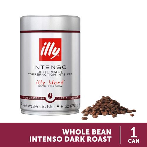 일리 illy Intenso Whole Bean Coffee, Dark Roast, Intense, Robust and Full Flavored With Notes of Deep Cocoa, 100% Arabica Coffee, No Preservatives, 8.8 Ounce (Pack of 1)