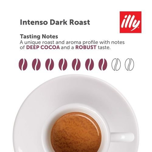 일리 illy Intenso Whole Bean Coffee, Dark Roast, Intense, Robust and Full Flavored With Notes of Deep Cocoa, 100% Arabica Coffee, No Preservatives, 8.8 Ounce (Pack of 1)