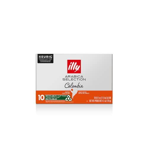 일리 illy Arabica Selections Colombia, 100% Arabica Bean Signature Italian Blend Roasted, Single Serve Drip Brewed Coffee K Cup Pods, Coffee Pods for Keurig Coffee Machines,10 K-Cup Pod