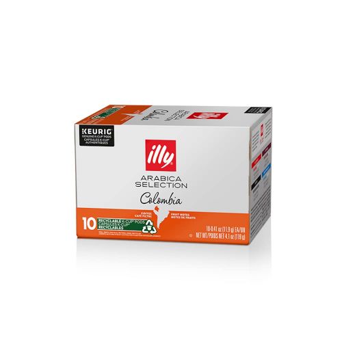 일리 illy Arabica Selections Colombia, 100% Arabica Bean Signature Italian Blend Roasted, Single Serve Drip Brewed Coffee K Cup Pods, Coffee Pods for Keurig Coffee Machines,10 K-Cup Pod