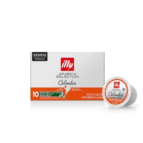 일리 illy Arabica Selections Colombia, 100% Arabica Bean Signature Italian Blend Roasted, Single Serve Drip Brewed Coffee K Cup Pods, Coffee Pods for Keurig Coffee Machines,10 K-Cup Pod