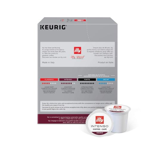 일리 Illy Coffee, Intense & Robust, Intenso Dark Roast Coffee K-Cups, Made With 100% Arabica Coffee, All-Natural, No Preservatives, Coffee Pods for Keurig Coffee Machines, K-Cups, 32 K