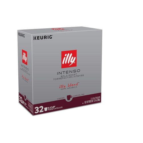 일리 Illy Coffee, Intense & Robust, Intenso Dark Roast Coffee K-Cups, Made With 100% Arabica Coffee, All-Natural, No Preservatives, Coffee Pods for Keurig Coffee Machines, K-Cups, 32 K