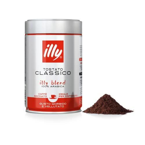 일리 illy Classico Ground Espresso, Medium Roast, 100% Arabica Coffee Blend Can, 8.8 Ounce (Pack of 6)