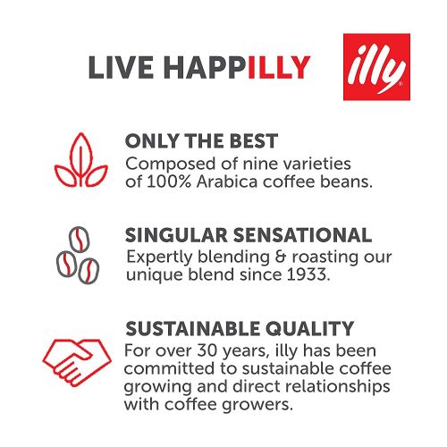 일리 illy Classico Ground Espresso, Medium Roast, 100% Arabica Coffee Blend Can, 8.8 Ounce (Pack of 6)