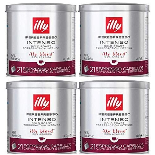 일리 illy iperEspresso Capsules Dark Roasted Coffee, 5-Ounce, 21-Count Capsules (Pack of 4)