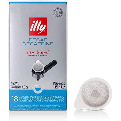 일리 illy Caffe Decaffeinated Coffee Espresso (Regular Roast, Green Band), 18-Count E.S.E. Pods (Pack of 2)