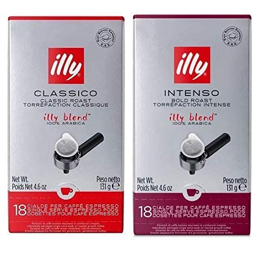 일리 Illy Espresso Coffee ESE Pods Variety Pack (Dark Roast, 18 Count + Medium Roast, 18 Count)