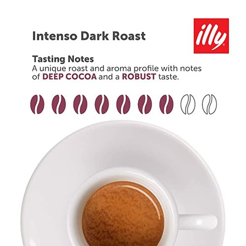 일리 Illy Espresso Single Serve Coffee Compatible Capsules, 100% Arabica Bean Signature Italian Blend, Intenso Dark Roast, 10 Count