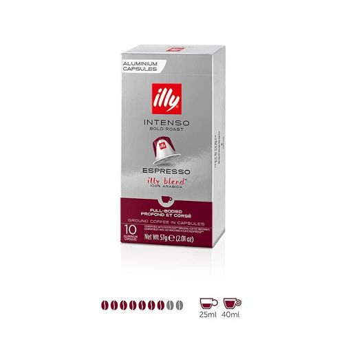 일리 Illy Espresso Single Serve Coffee Compatible Capsules, 100% Arabica Bean Signature Italian Blend, Intenso Dark Roast, 10 Count