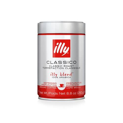 일리 illy Classico Ground Espresso, Medium Roast, 100% Arabica Coffee Blend Can, 8.8 Ounce (Pack of 6)