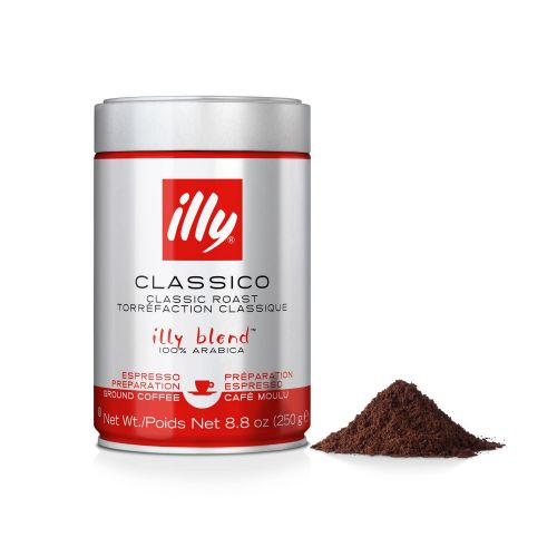 일리 illy Classico Ground Espresso, Medium Roast, 100% Arabica Coffee Blend Can, 8.8 Ounce (Pack of 6)