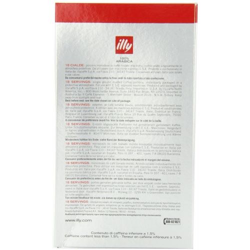 일리 Illy illy Caffe Coffee Espresso (Medium Roast, Red Band), 18-Count E.S.E. Pods (Case Pack of 12, 216 Total Ct.)