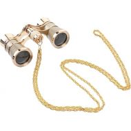 iplusmile Opera Glasses Binoculars, 3x25 Opera Glasses with Golden Chain, Small Opera Glasses Vintage Binoculars for Adults Kids in Theater Opera (Gold)