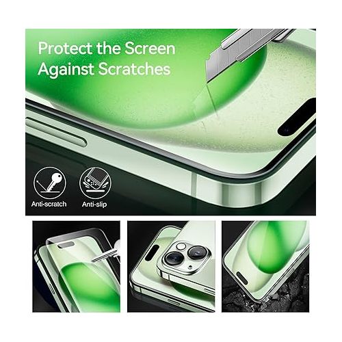  ivoler 3+3 Pack Tempered Glass for iPhone 15 Plus Screen Protector 6.7'' [3 Pack] with [3 Pack] Camera Lens Protector with [Alignment Frame], Anti-Scratch Case Friendly Transparent HD Clear Film