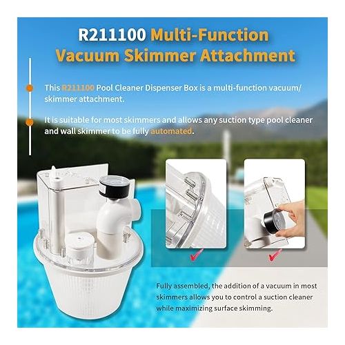 Replace for R211100 Vac-Mate Pool Cleaner Dispenser Box/Multi-Function Vacuum Skimmer Attachment Replacement