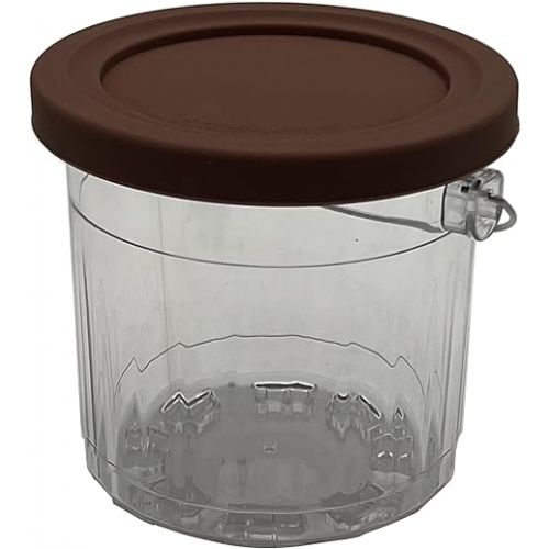  joystar Upgrade bucket Ice Creami Containers,Compatible with Ninja Creami Pints and Lids - 4 Pack, 16oz Cups NC301 NC300 NC299AMZ Series Ice Cream Maker (16oz pints NC300, Orange/purple/coffee/grey)