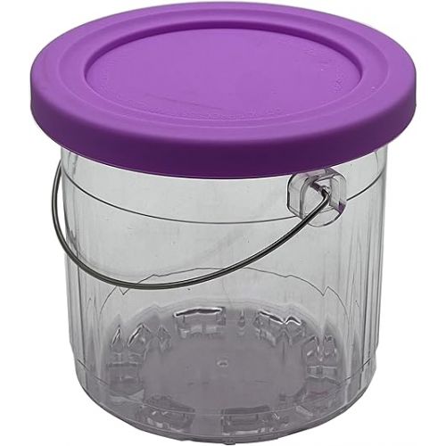  joystar Upgrade bucket Ice Creami Containers,Compatible with Ninja Creami Pints and Lids - 4 Pack, 16oz Cups NC301 NC300 NC299AMZ Series Ice Cream Maker (16oz pints NC300, Orange/purple/coffee/grey)