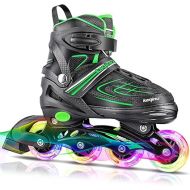 KAQINU Adjustable Inline Skates, Outdoor Inline Skates with Full Illuminating Wheels for Kids and Adults, Women, Girls and Boys