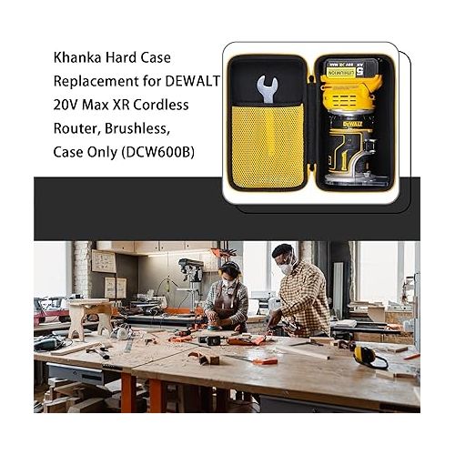  Khanka Hard Case replacement for DEWALT 20V Max XR Cordless Router, Brushless, Case Only (DCW600B)