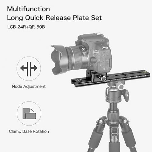  Koolehaoda 240mm Professional Rail Nodal Slide Metal Quick Release Clamp,Dual Dovetail Camera Bracket Mount with Double-Sided Clamp can be Rotated 90°, for Camera with Arca Swiss Compatible(LCB-24R)