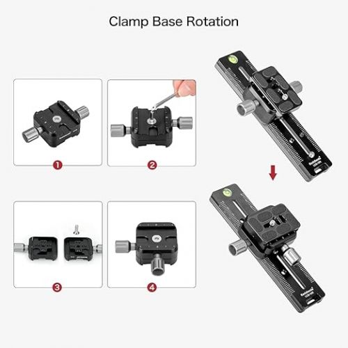  Koolehaoda 240mm Professional Rail Nodal Slide Metal Quick Release Clamp,Dual Dovetail Camera Bracket Mount with Double-Sided Clamp can be Rotated 90°, for Camera with Arca Swiss Compatible(LCB-24R)