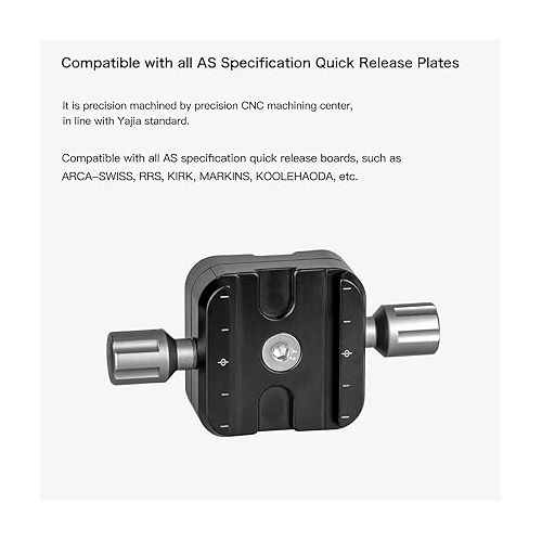  koolehaoda QR-50B Quick Release Plate Clamp Double Clamp Adapter Compatible for Arca Swiss Plate RRS Rail Plate Nodal Slide Subtend