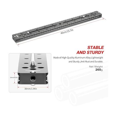  Koolehaoda 400mm Rail Plate Multi-Purpose Dual Rail Quick Release Plate Aluminium Alloy Plate Compatible with Arca Swiss for Camera