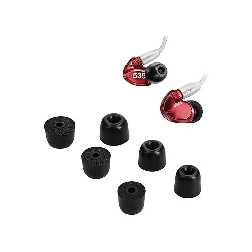  kwmobile Replacement Ear Tips Compatible with Shure AONIC 215 / SE215 / SE846 / SE535 / SE112 - Set of 6 - Memory Foam Eartips - Black