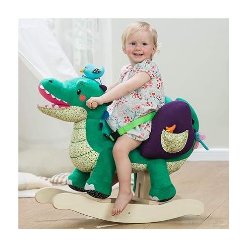  labebe Child Rocking Horse Toy, Stuffed Animal Rocker, Green Crocodile Plush Rocker Toy for Kid 6 Month -3 Years, Wooden Rocking Horse Chair/Rocker/Animal Ride on