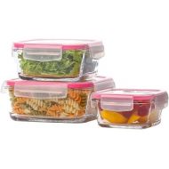 lav Glass Lunch Containers - Glass Food Containers with Lids - Pink Meal Prep Container - Set of 3 Microwave Safe Containers with Lids - Made in Europe