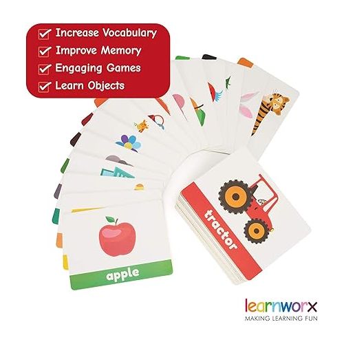  LearnWorx 101 Baby Flash Cards - Award Winning - First Words - Learn Objects, Numbers & Play Games - Toddler Learning Educational Toys (Age 1-3)
