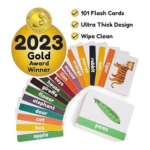  LearnWorx 101 Baby Flash Cards - Award Winning - First Words - Learn Objects, Numbers & Play Games - Toddler Learning Educational Toys (Age 1-3)