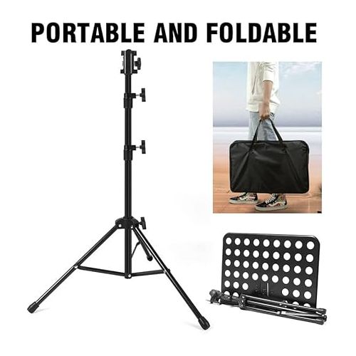  lotmusic Sheet Music Stand, Portable Music Stand, Foldable and Height-Adjustable Music Stand with Bag, Sheet Music Clip, Light, Suitable for Playing Musical Instruments and Traveling Out