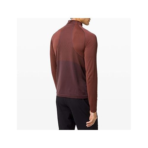  Lululemon Mens Metal Vent Tech 1/2 Zip Long Sleeve Shirt (Magma/Sequoia, M)