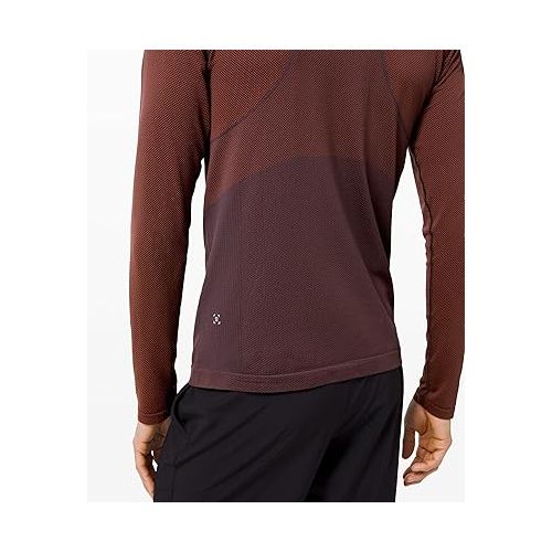  Lululemon Mens Metal Vent Tech 1/2 Zip Long Sleeve Shirt (Magma/Sequoia, M)