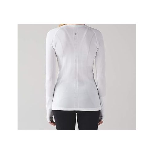  lululemon Swiftly Tech Long Sleeve Crew (White/White/Black, 12)