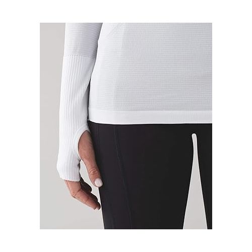  lululemon Swiftly Tech Long Sleeve Crew (White/White/Black, 12)