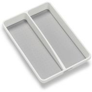 madesmart Classic Mini Utensil Tray, Soft Grip, Non-Slip Kitchen Drawer Organizer, 2 Compartments, Multi-Purpose Home Organization, BPA Free, White